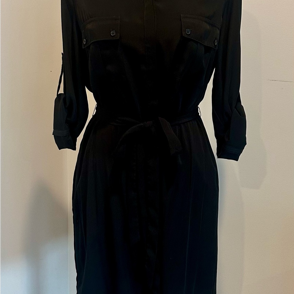 Express Black Cuffed Sleeve Shirt Dress